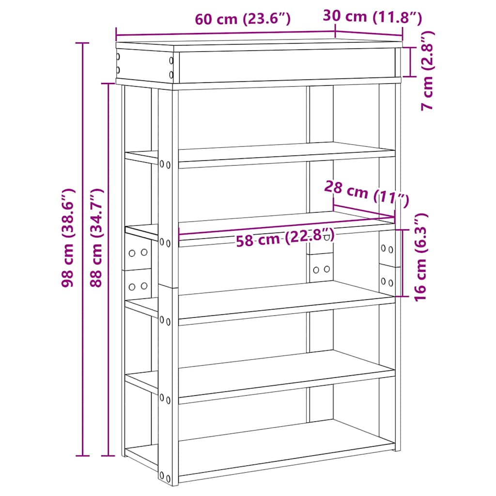 Shoe Rack 60X30X98 Cm Engineered Wood