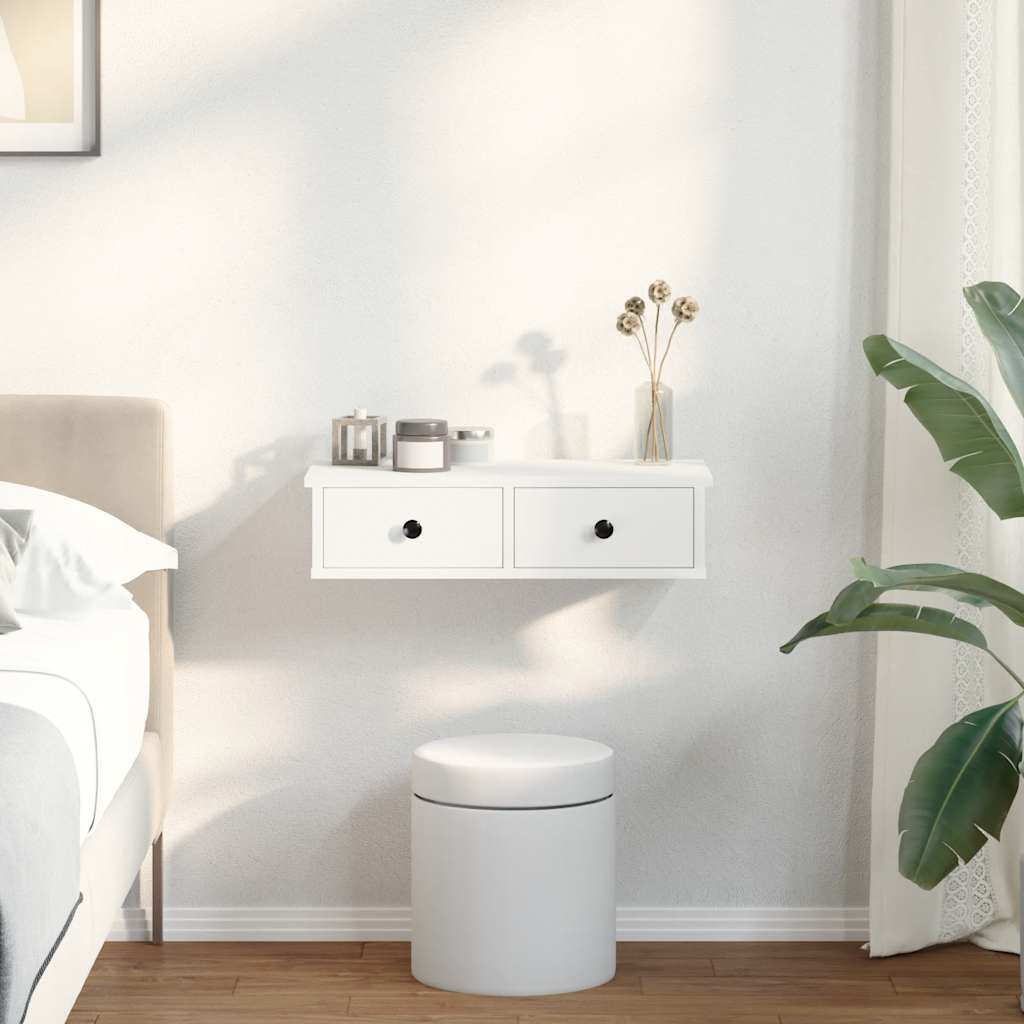 Wall Shelf With Drawers 60X25X15 Cm Engineered Wood