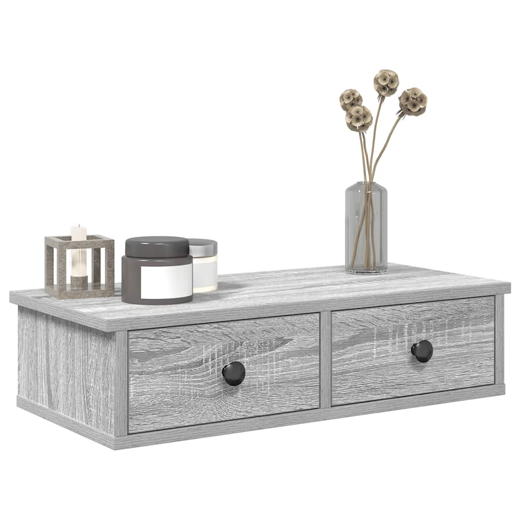 Wall Shelf With Drawers 60X25X15 Cm Engineered Wood