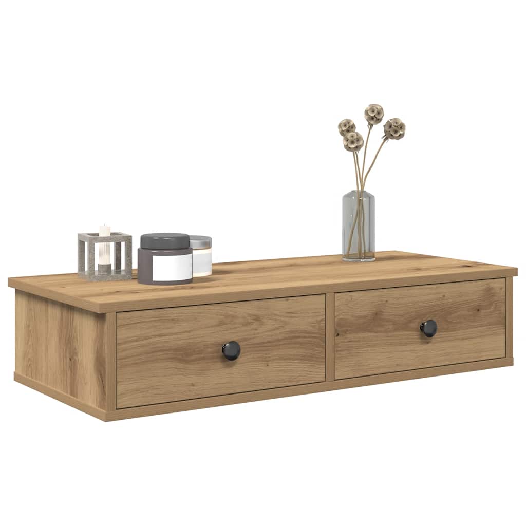 Wall Shelf With Drawers 60X25X15 Cm Engineered Wood