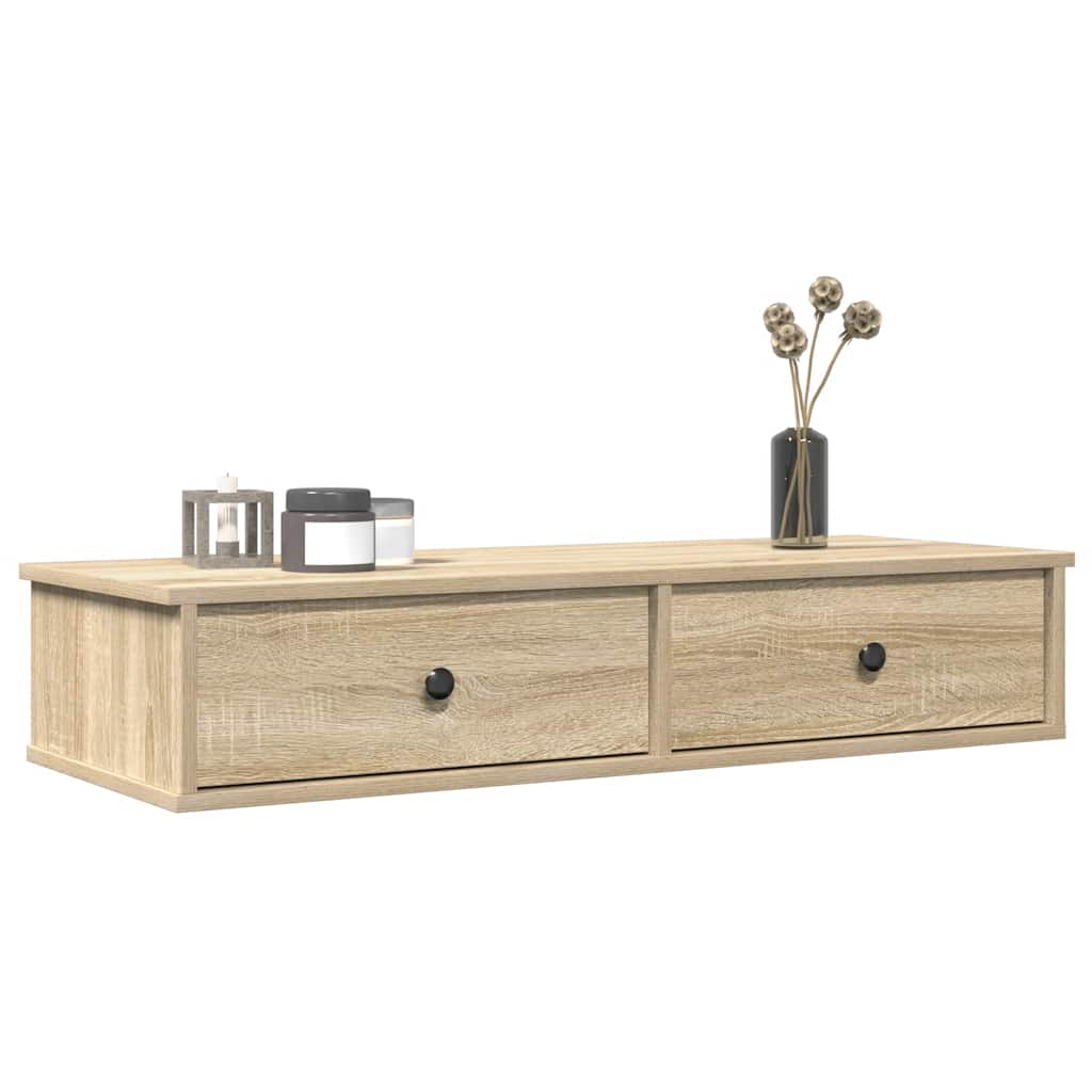 Wall Shelf With Drawers 60X25X15 Cm Engineered Wood
