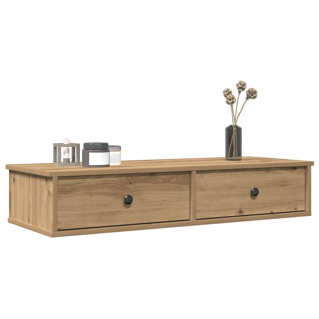 Wall Shelf With Drawers 60X25X15 Cm Engineered Wood