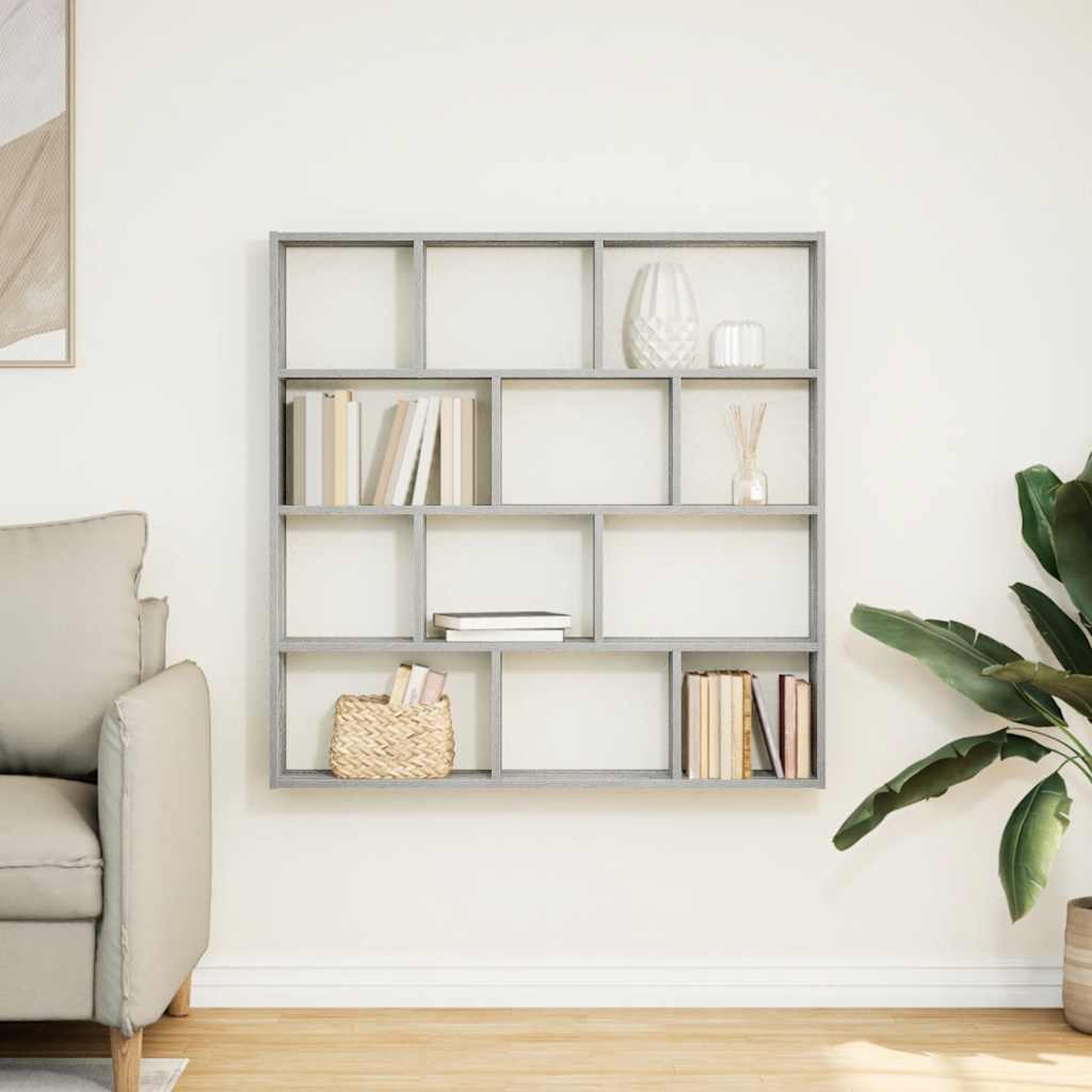 Wall Cube Shelf 12 Compartments Engineered Wood