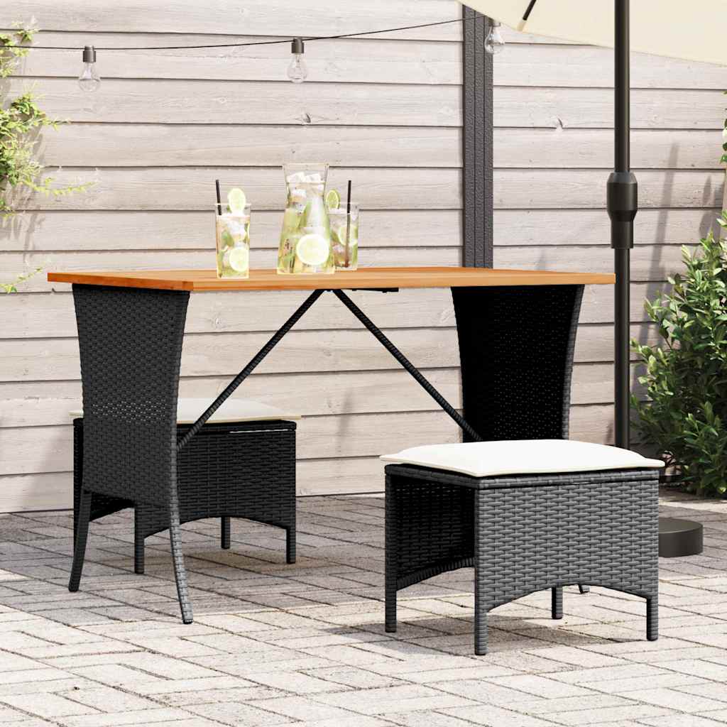 Garden Table With Acacia Wood Top 105X75X72 Cm Poly Rattan