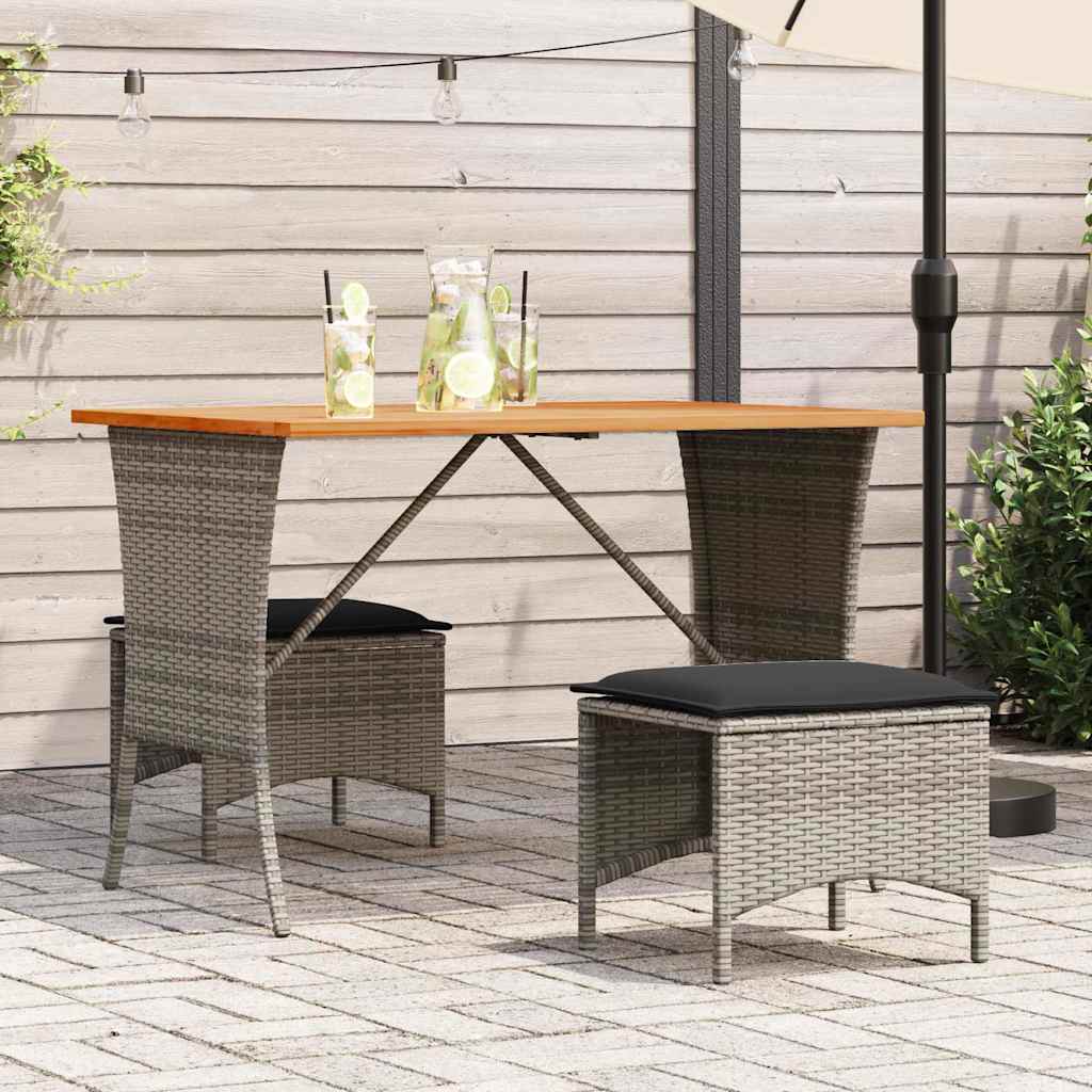 Garden Table With Acacia Wood Top 105X75X72 Cm Poly Rattan