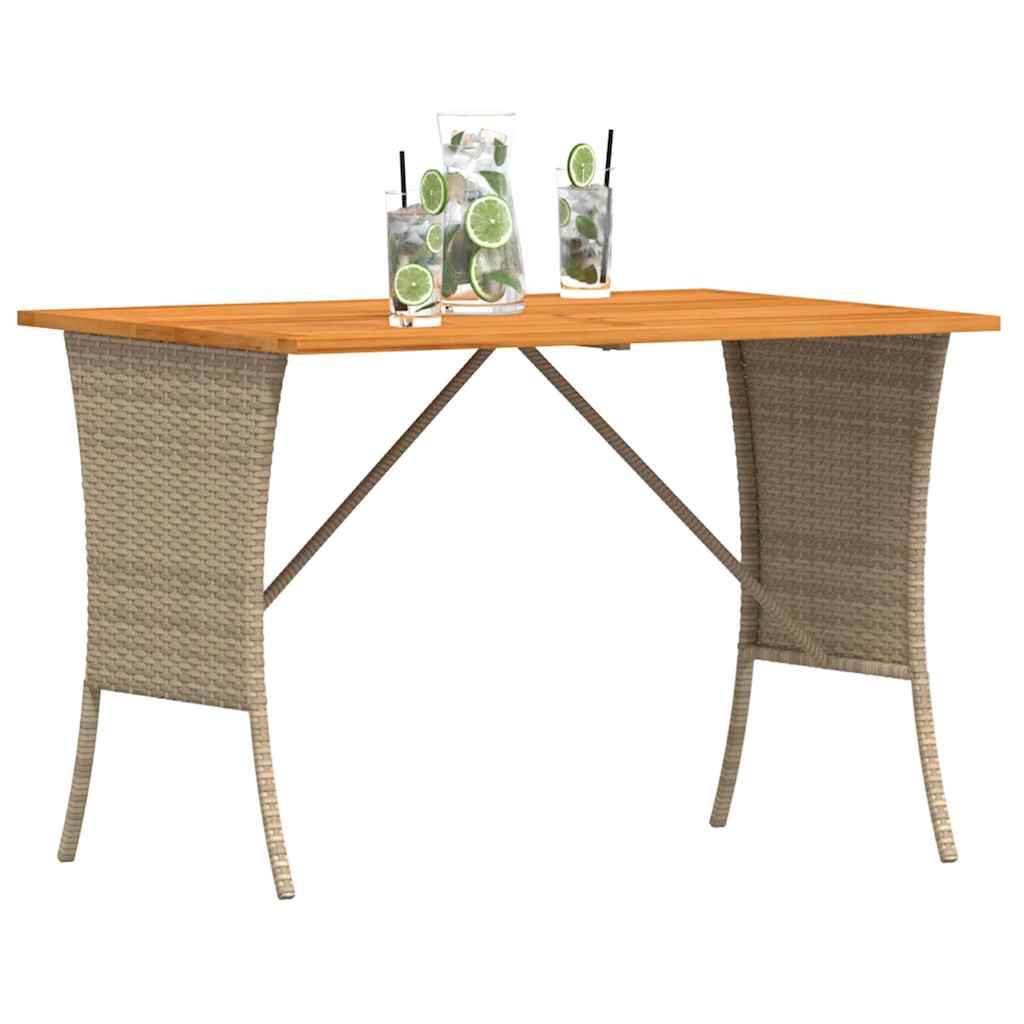 Garden Table With Acacia Wood Top 105X75X72 Cm Poly Rattan