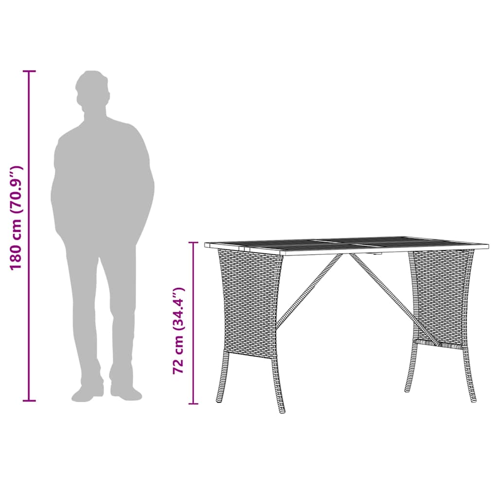 Garden Table With Acacia Wood Top 105X75X72 Cm Poly Rattan