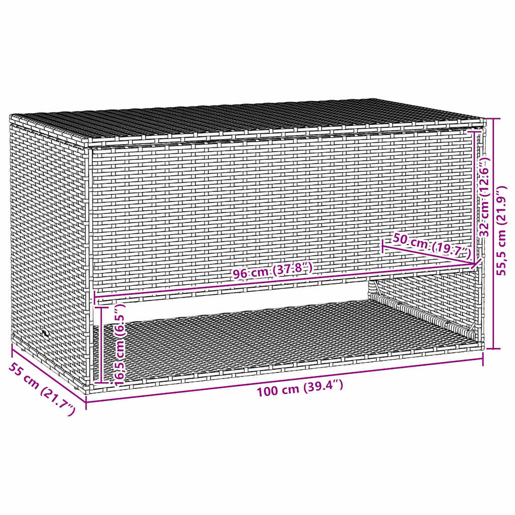 Outdoor Cushion Box 100X55X55.5 Cm Poly Rattan