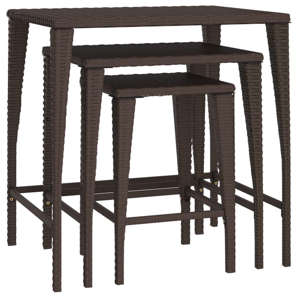 Garden Nesting Tables 3 Pcs Poly Rattan