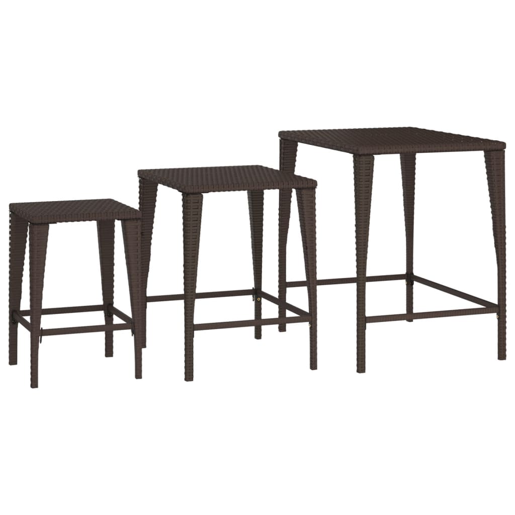 Garden Nesting Tables 3 Pcs Poly Rattan