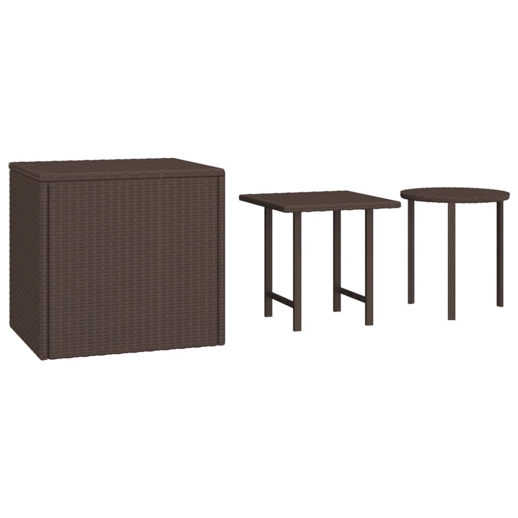 Garden Side Tables 3 Pcs Poly Rattan