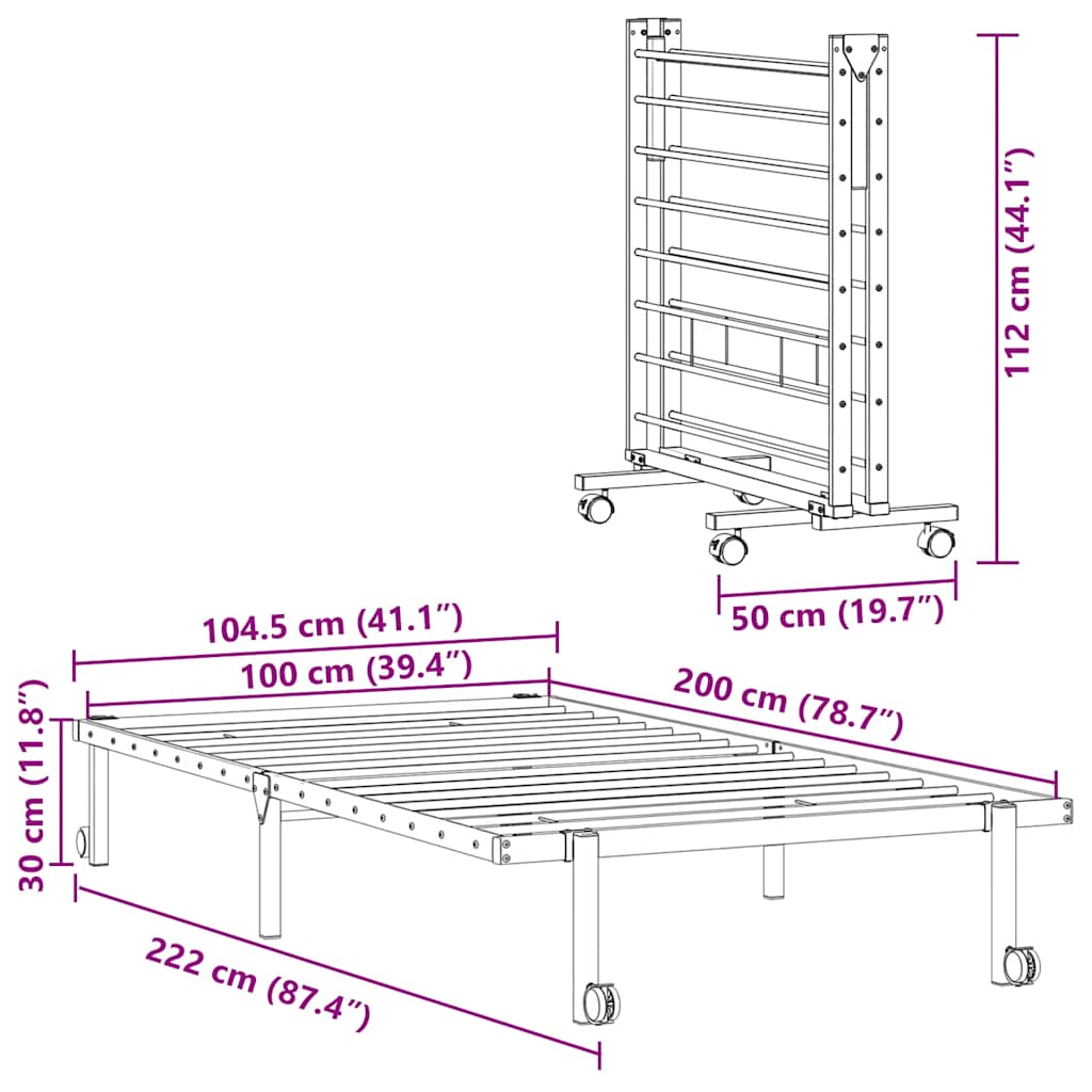 Bed Frame Without Mattress Foldable Steel