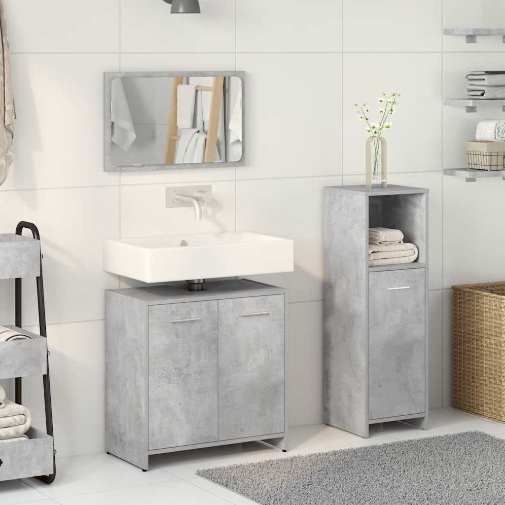 3 Piece Bathroom Furniture Set Engineered Wood