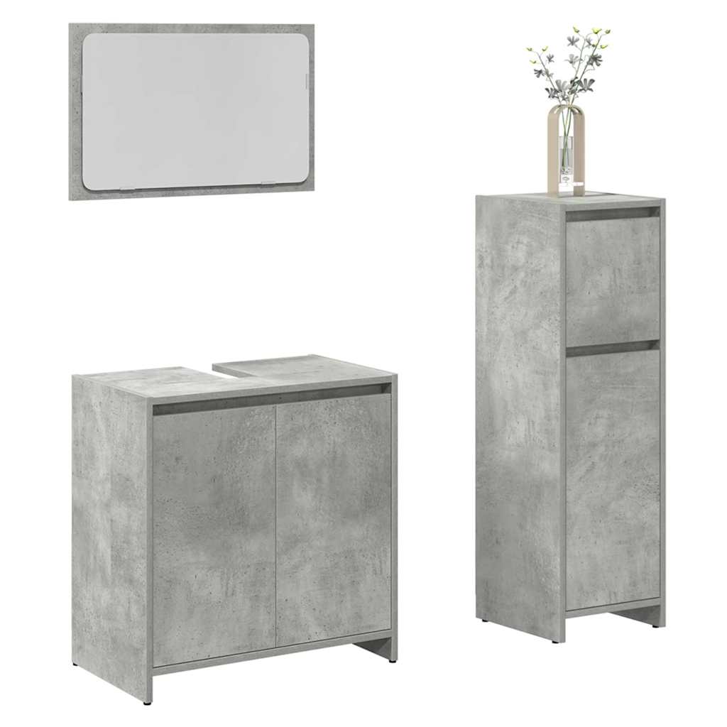 3 Piece Bathroom Furniture Set Engineered Wood