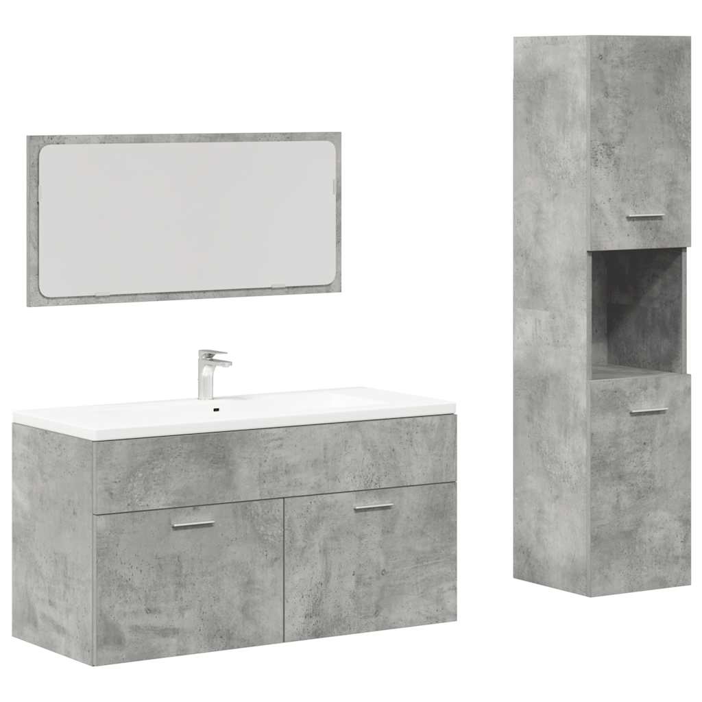 3 Piece Bathroom Furniture Set Engineered Wood