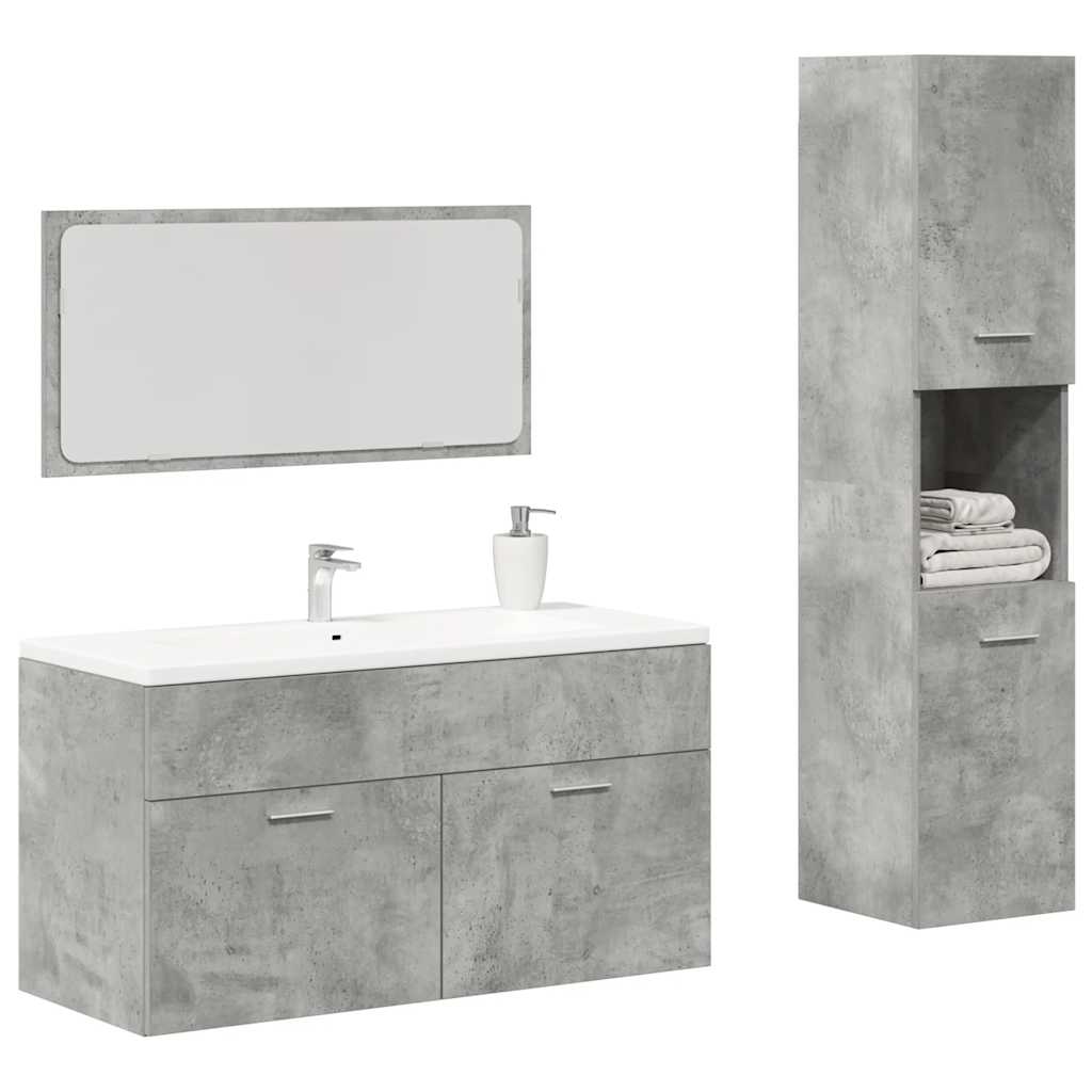 3 Piece Bathroom Furniture Set Engineered Wood