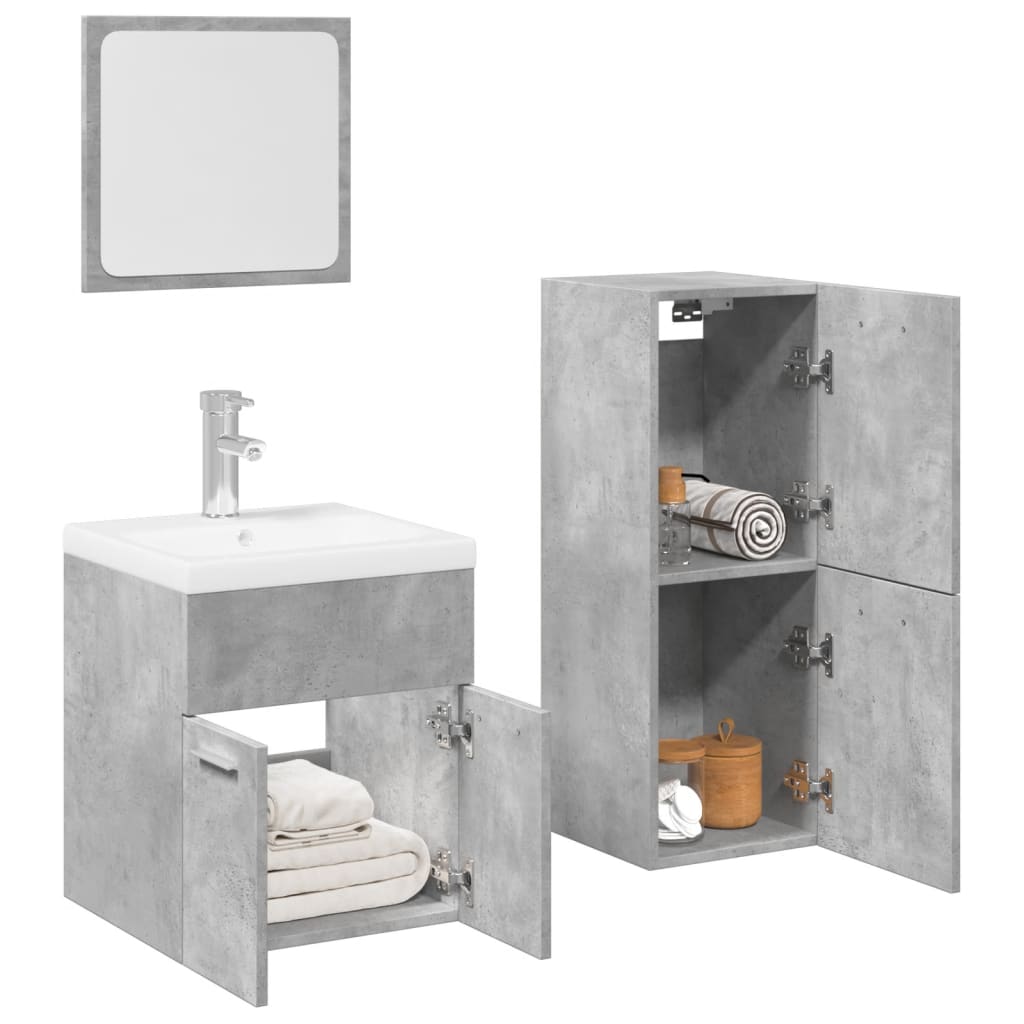 3 Piece Bathroom Furniture Set Engineered Wood