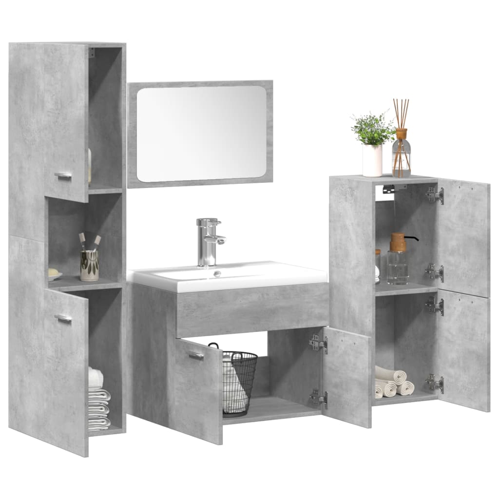 5 Piece Bathroom Furniture Set Engineered Wood