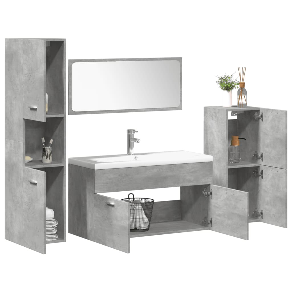 5 Piece Bathroom Furniture Set Engineered Wood