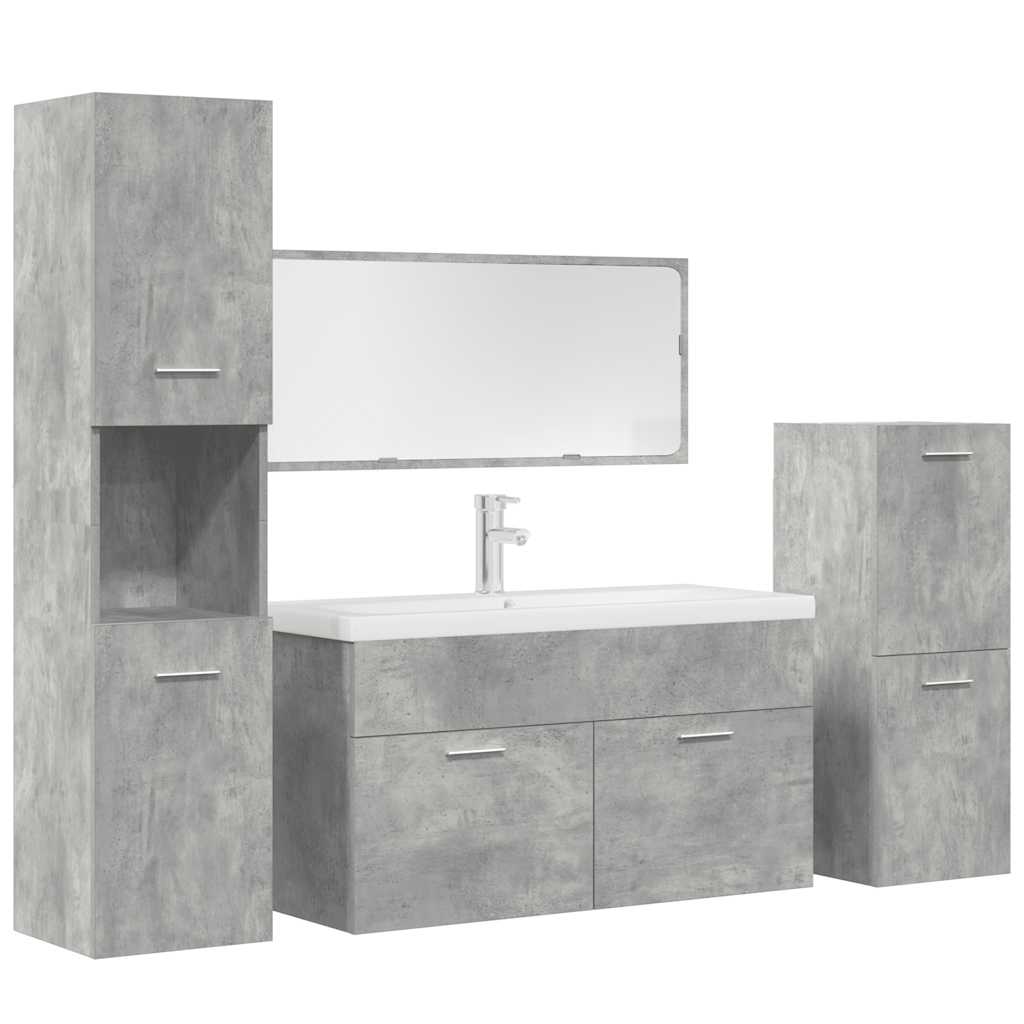 5 Piece Bathroom Furniture Set Engineered Wood