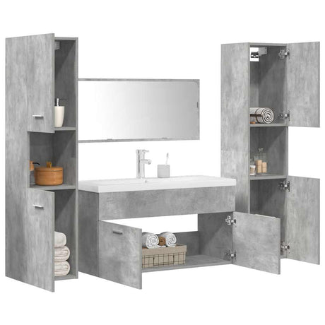 5 Piece Bathroom Furniture Set Engineered Wood