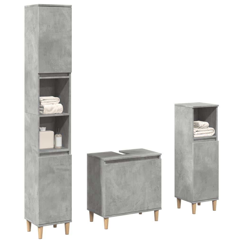 3 Piece Bathroom Furniture Set Engineered Wood