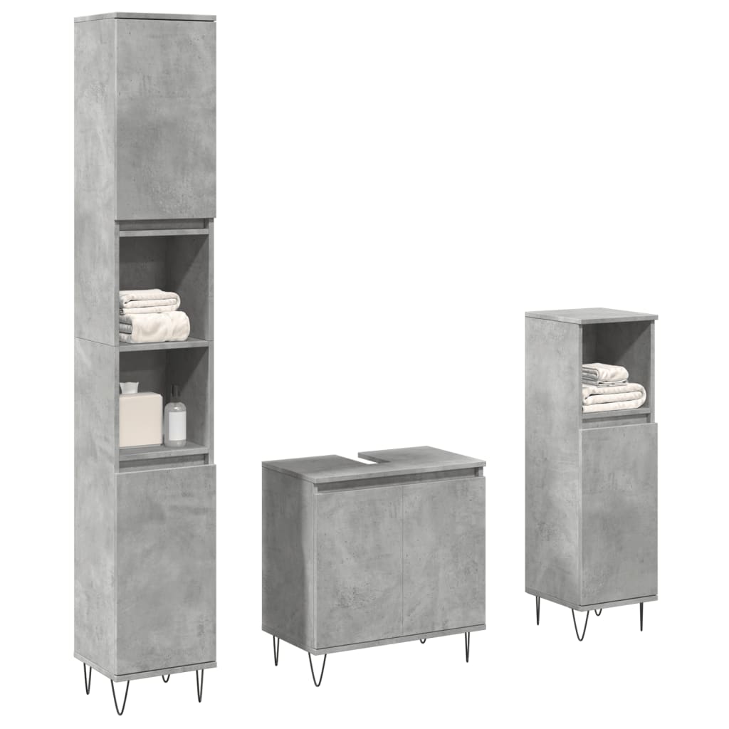 3 Piece Bathroom Furniture Set Engineered Wood