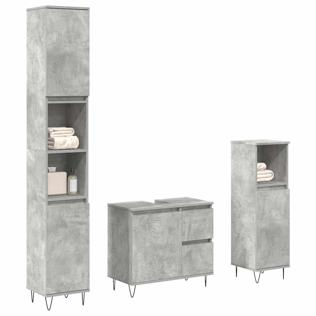 3 Piece Bathroom Furniture Set Engineered Wood