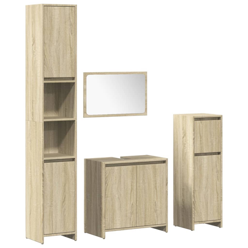 4 Piece Bathroom Furniture Set Engineered Wood