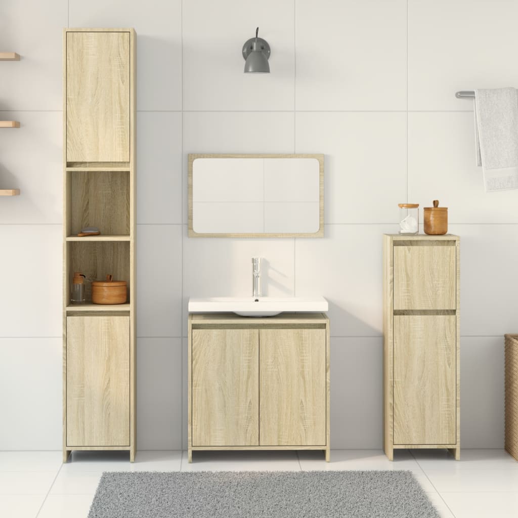 4 Piece Bathroom Furniture Set Engineered Wood