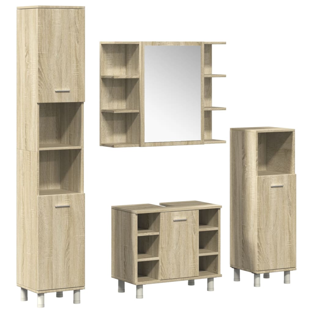 4 Piece Bathroom Furniture Set Engineered Wood
