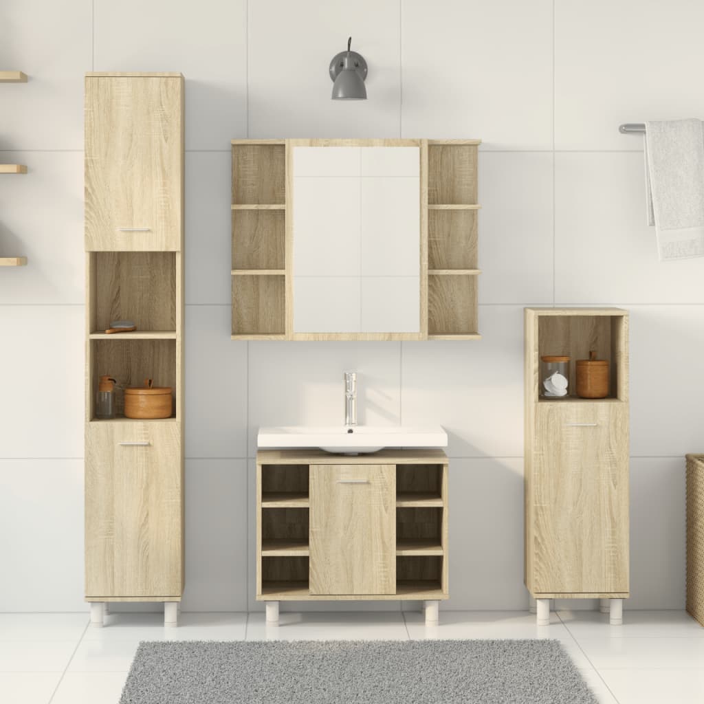 4 Piece Bathroom Furniture Set Engineered Wood
