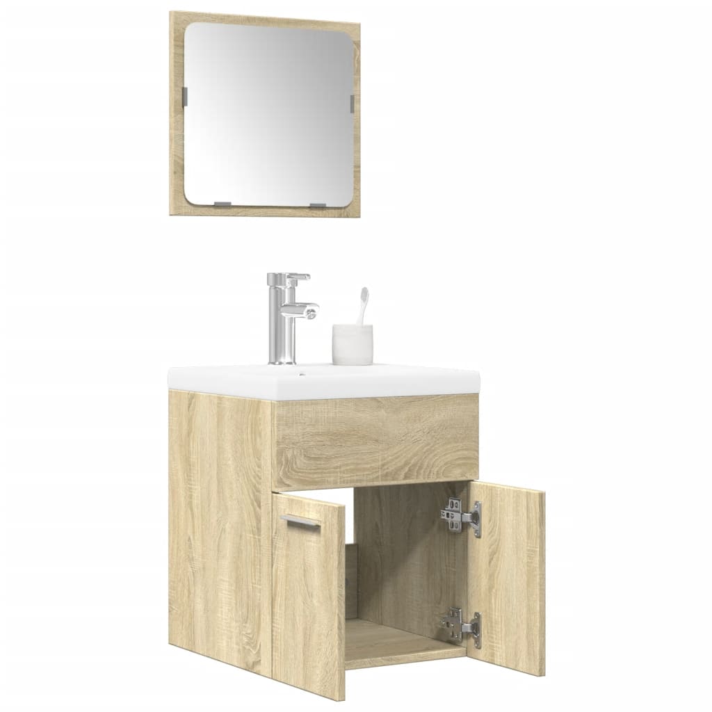 3 Piece Bathroom Furniture Set Engineered Wood