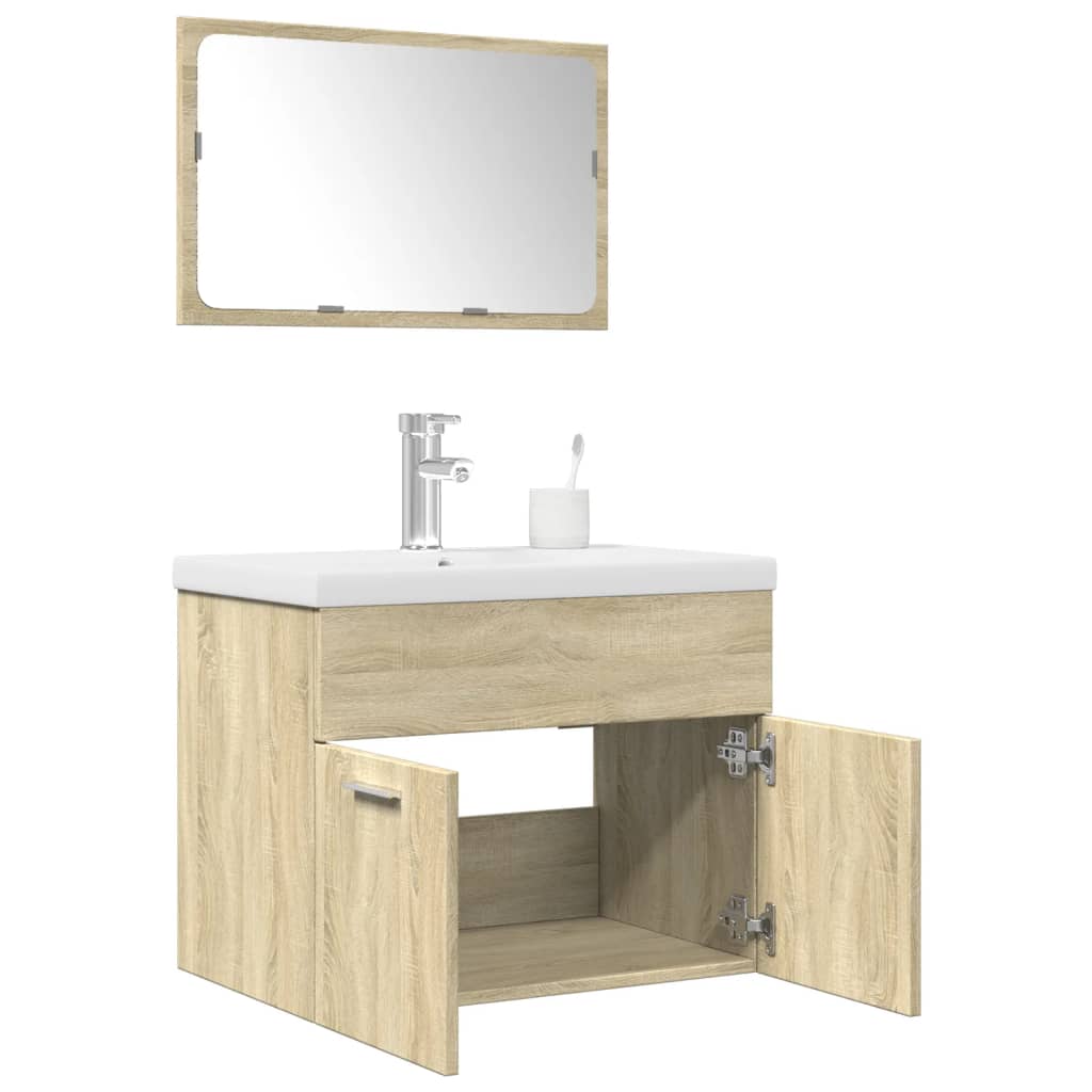 3 Piece Bathroom Furniture Set Engineered Wood