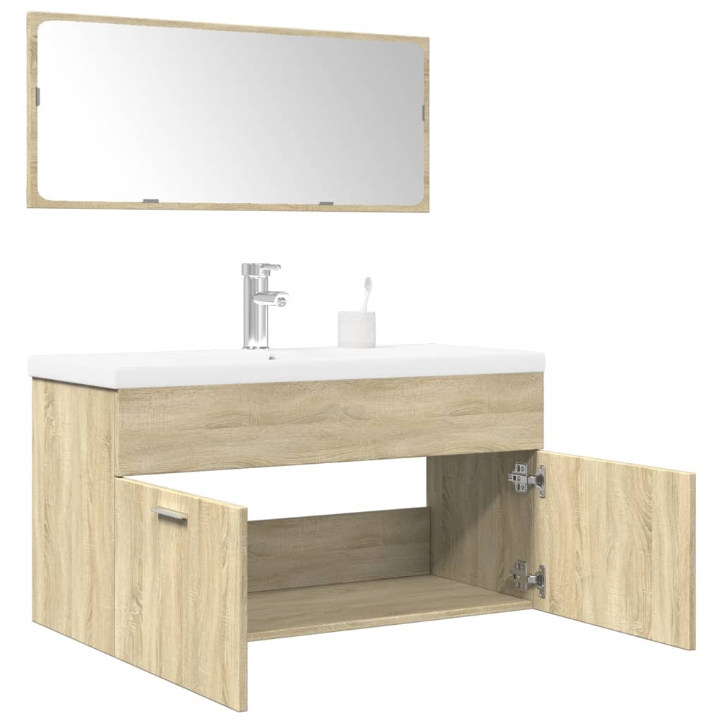3 Piece Bathroom Furniture Set Engineered Wood