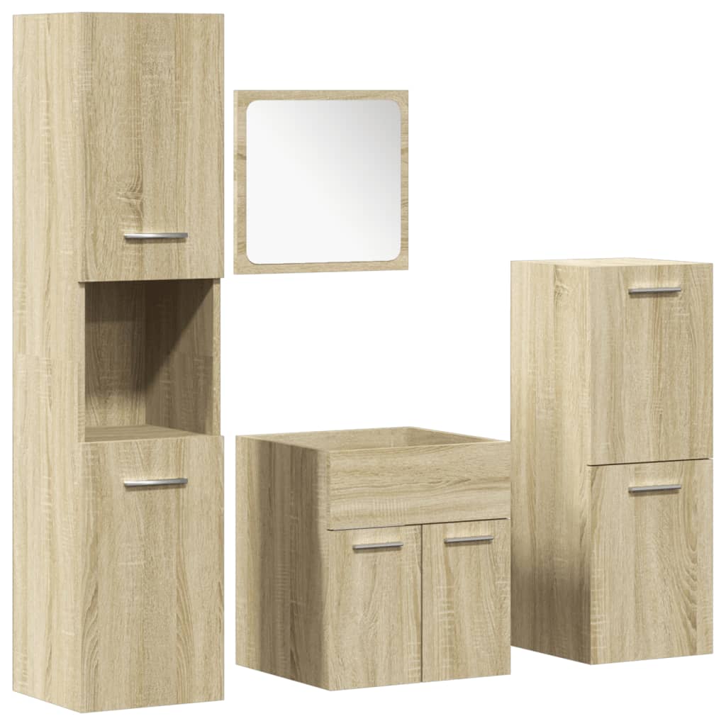 3 Piece Bathroom Furniture Set Engineered Wood