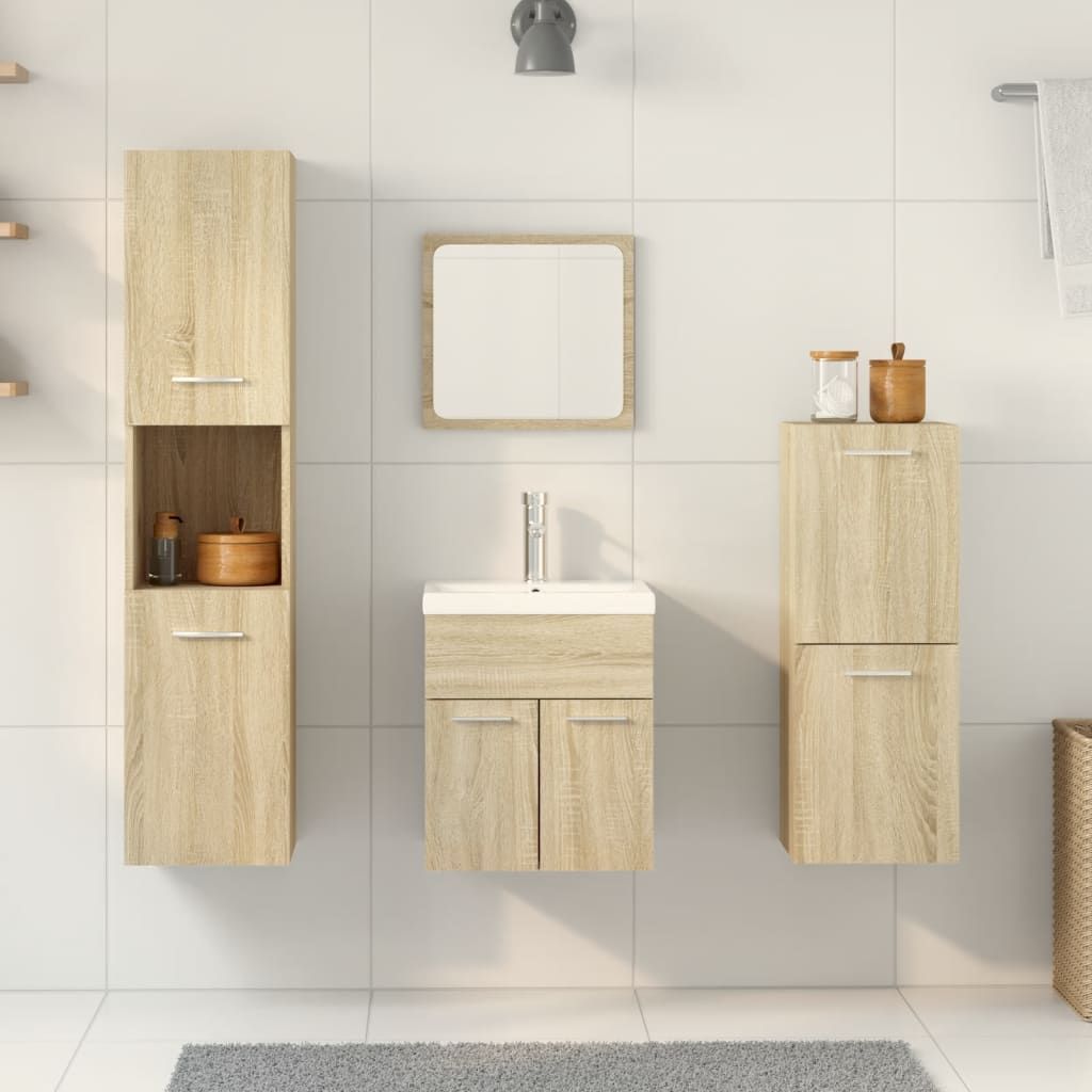 3 Piece Bathroom Furniture Set Engineered Wood