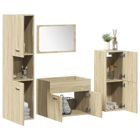 3 Piece Bathroom Furniture Set Engineered Wood