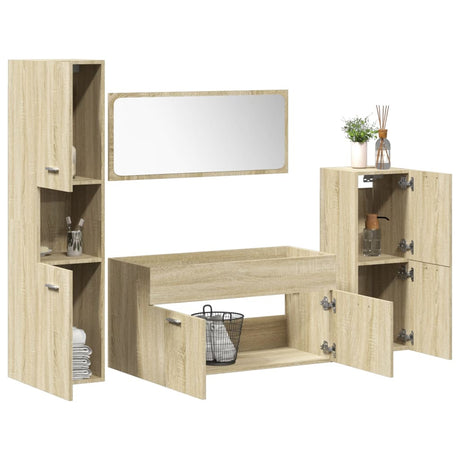 3 Piece Bathroom Furniture Set Engineered Wood