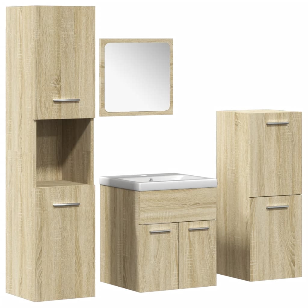 5 Piece Bathroom Furniture Set Engineered Wood
