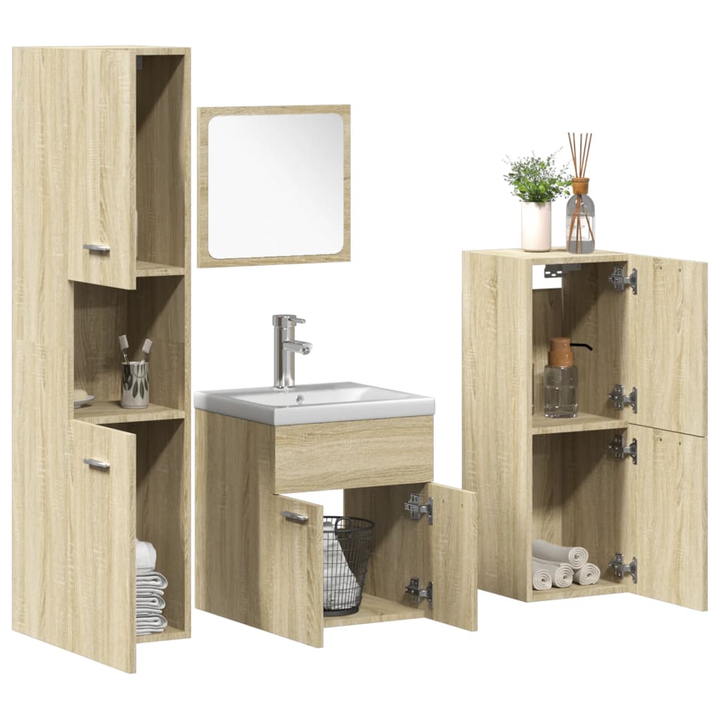 5 Piece Bathroom Furniture Set Engineered Wood