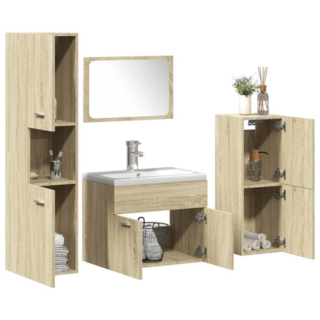 5 Piece Bathroom Furniture Set Engineered Wood