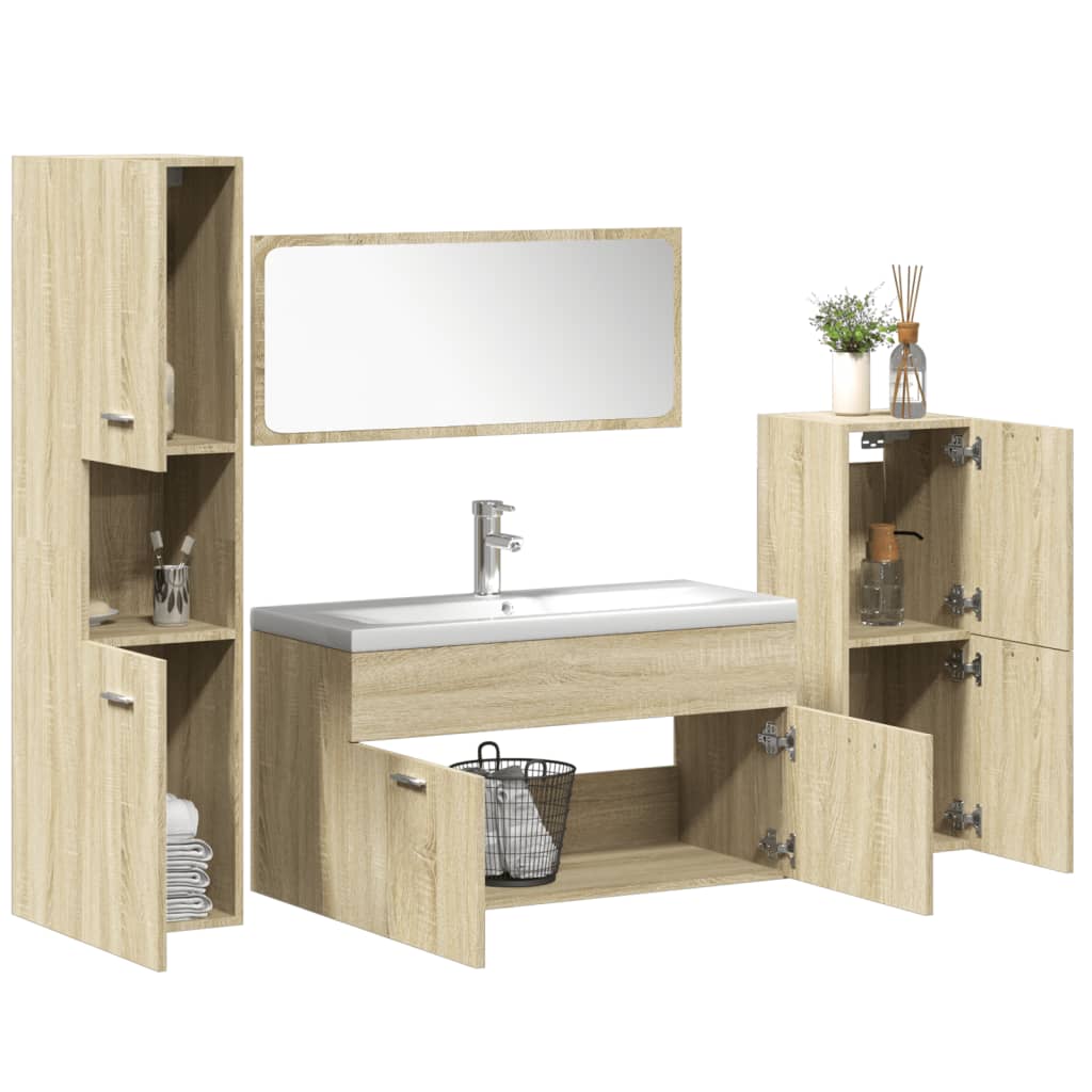 5 Piece Bathroom Furniture Set Engineered Wood