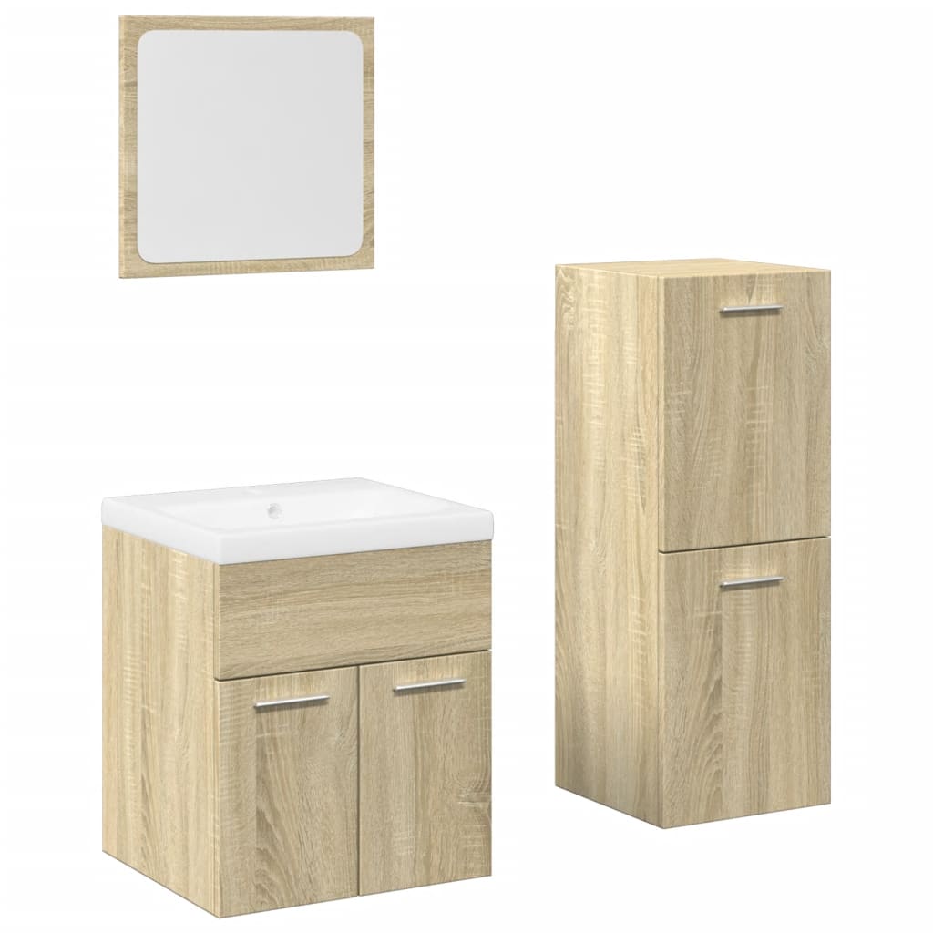 4 Piece Bathroom Furniture Set Engineered Wood