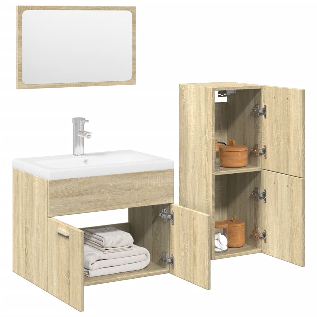 4 Piece Bathroom Furniture Set Engineered Wood