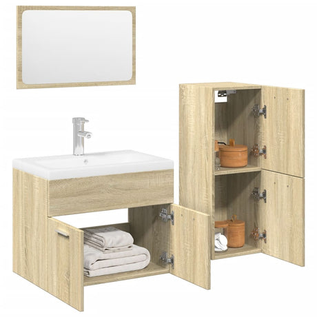 4 Piece Bathroom Furniture Set Engineered Wood