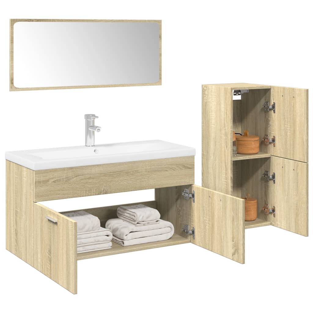 4 Piece Bathroom Furniture Set Engineered Wood