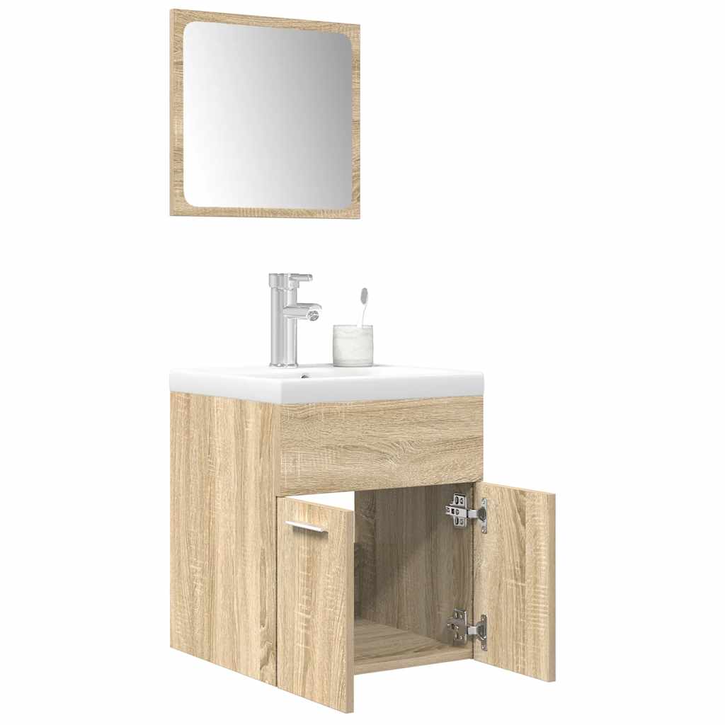 3 Piece Bathroom Furniture Set Engineered Wood