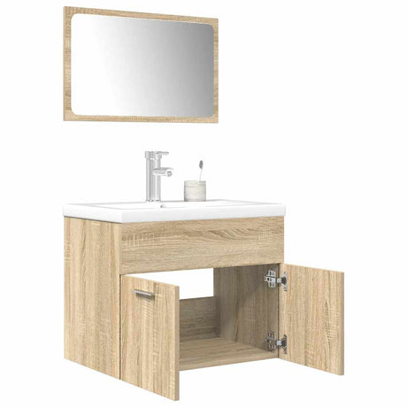 3 Piece Bathroom Furniture Set Engineered Wood