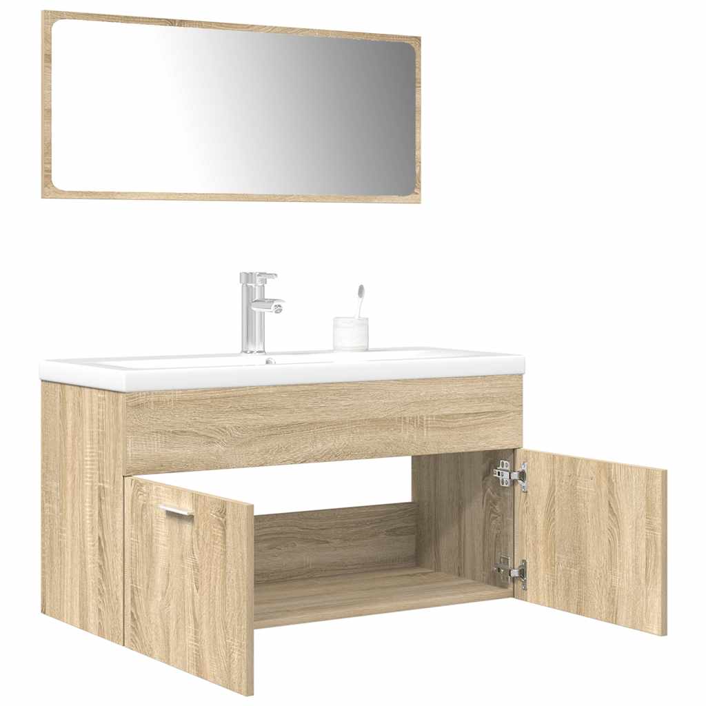 3 Piece Bathroom Furniture Set Engineered Wood